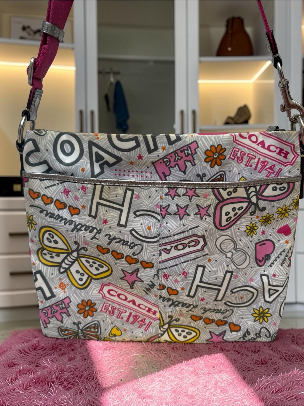 Coach Poppy Butterfly Graffiti Crossbody Bag - Rare Y2K Print - Picture 8 of 12